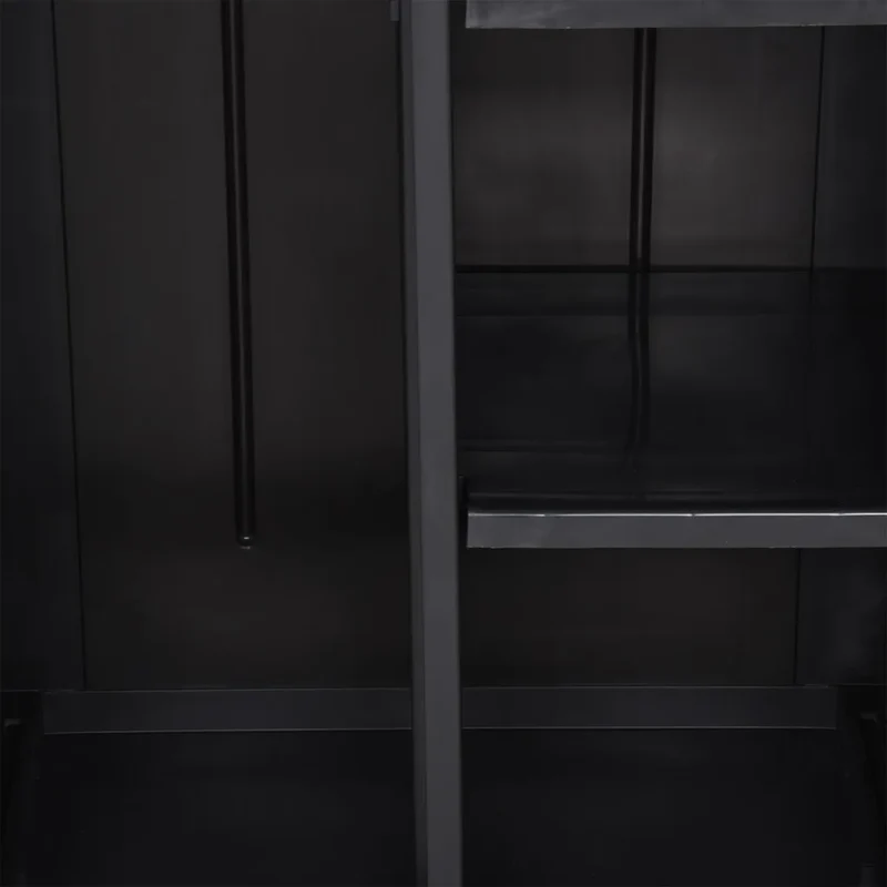 Armoire de rangement de jardin avec porte-balai et 4 étagères 65 x 45 x 172 cm en PP noir 02_0046122