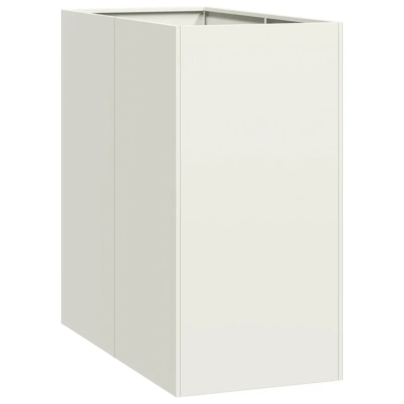 Jardinière pour extérieur 40 x 80 x 80 cm avec fond ouvert et robustesse design moderne en acier blanc 02_0051557