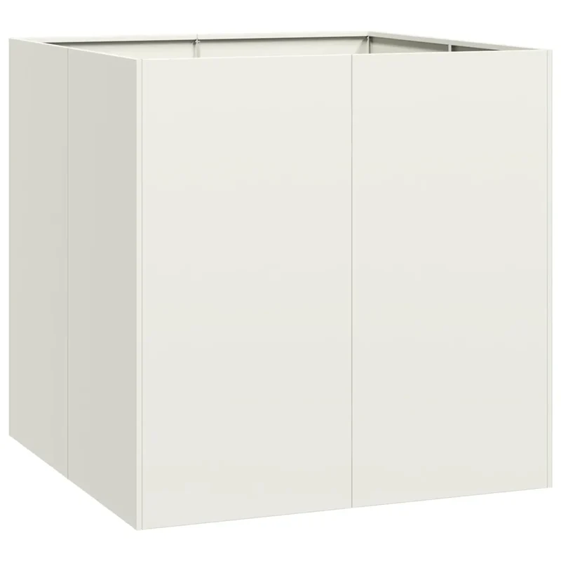 Jardinière carrée moderne extérieure 80 x 80 x 80 cm grande capacité robuste en acier blanc 02_0051564