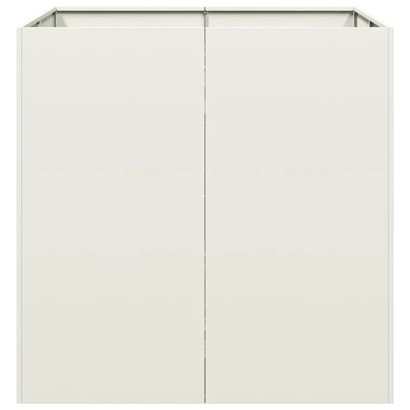 Jardinière carrée moderne extérieure 80 x 80 x 80 cm grande capacité robuste en acier blanc 02_0051564