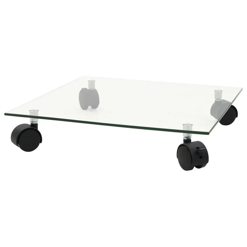 Lot de 4 supports roulants à plantes carrés design intemporel 35 x 35 cm en verre trempé transparent 02_0055250