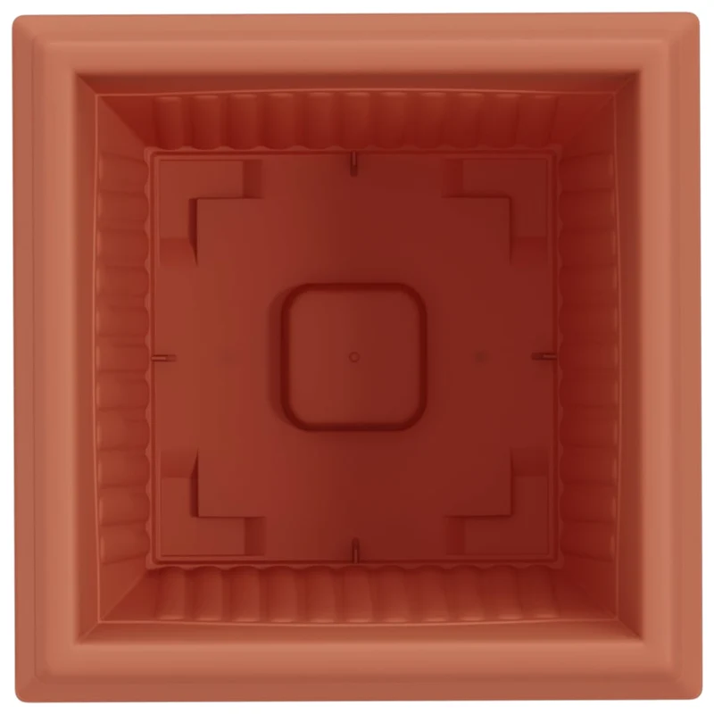 Lot de 6 pots de fleurs carrés légers design contemporain intérieur extérieur 43 x 43 x 33 cm en plastique rouge brique 02_0059362