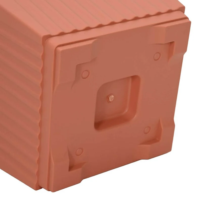 Lot de 6 pots de fleurs carrés légers design contemporain intérieur extérieur 43 x 43 x 33 cm en plastique rouge brique 02_0059362