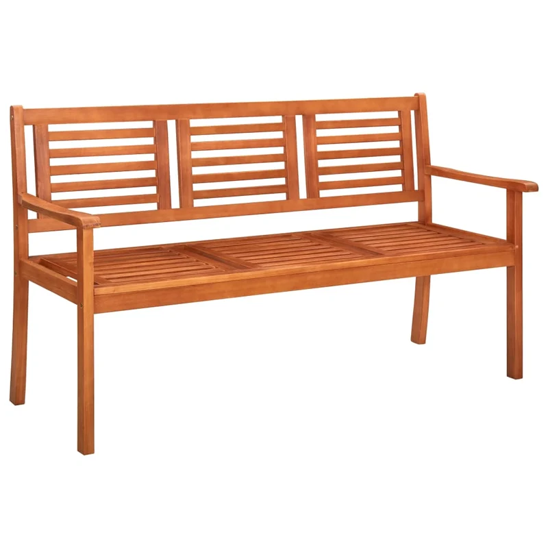 Banc de jardin meuble de patio d'extérieur terrasse 3 places 150 x 60 x 89 cm bois d'eucalyptus solide 02_0011313
