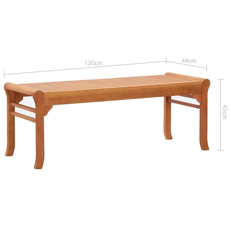 Banc de jardin meuble de patio d'extérieur terrasse 2 places 120 cm bois d'eucalyptus solide 02_0011280