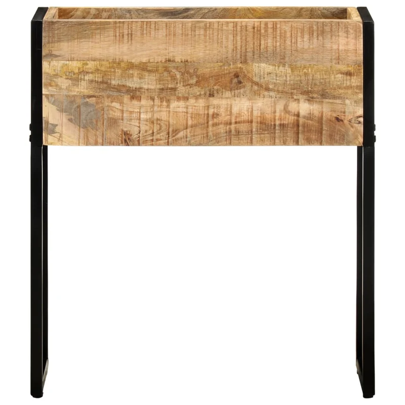 Jardinière bac lit surélevé plantes fleurs terrasse jardin 60 x 20 x 68 cm bois de manguier brut noir 02_0037689