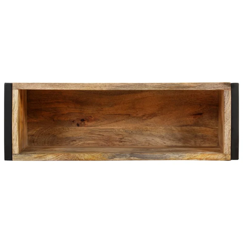 Jardinière bac lit surélevé plantes fleurs terrasse jardin 60 x 20 x 68 cm bois de manguier brut noir 02_0037689