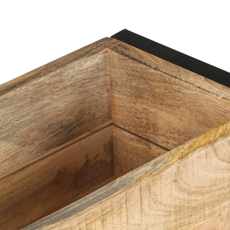 Jardinière bac lit surélevé plantes fleurs terrasse jardin 60 x 20 x 68 cm bois de manguier brut noir 02_0037689