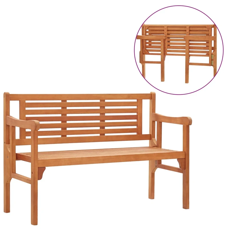Banc de jardin meuble de patio d'extérieur terrasse pliable de jardin 120 x 53 x 81 cm bois d'eucalyptus solide 02_0011840