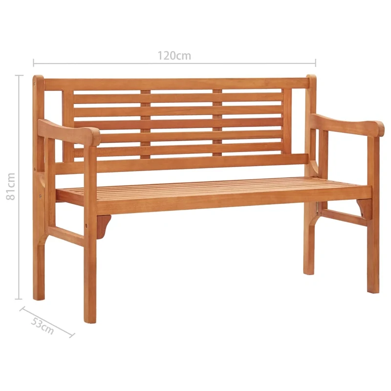 Banc de jardin meuble de patio d'extérieur terrasse pliable de jardin 120 x 53 x 81 cm bois d'eucalyptus solide 02_0011840