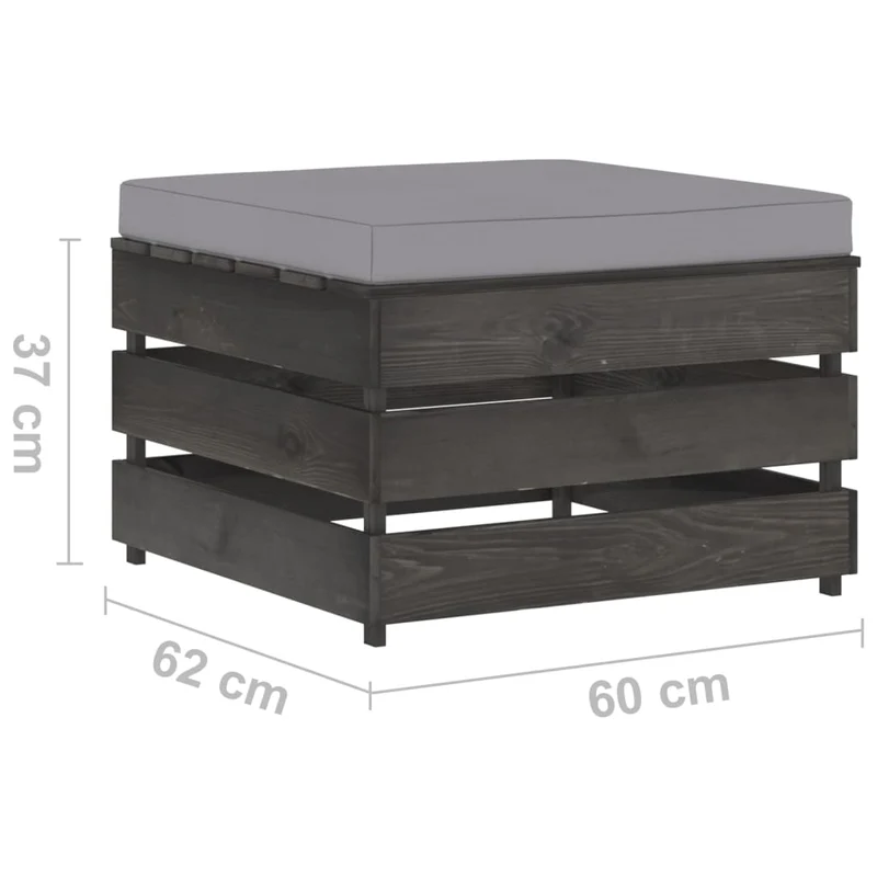 Salon de jardin meuble d'extérieur ensemble de mobilier 2 pièces avec coussins bois imprégné de gris 02_0015886