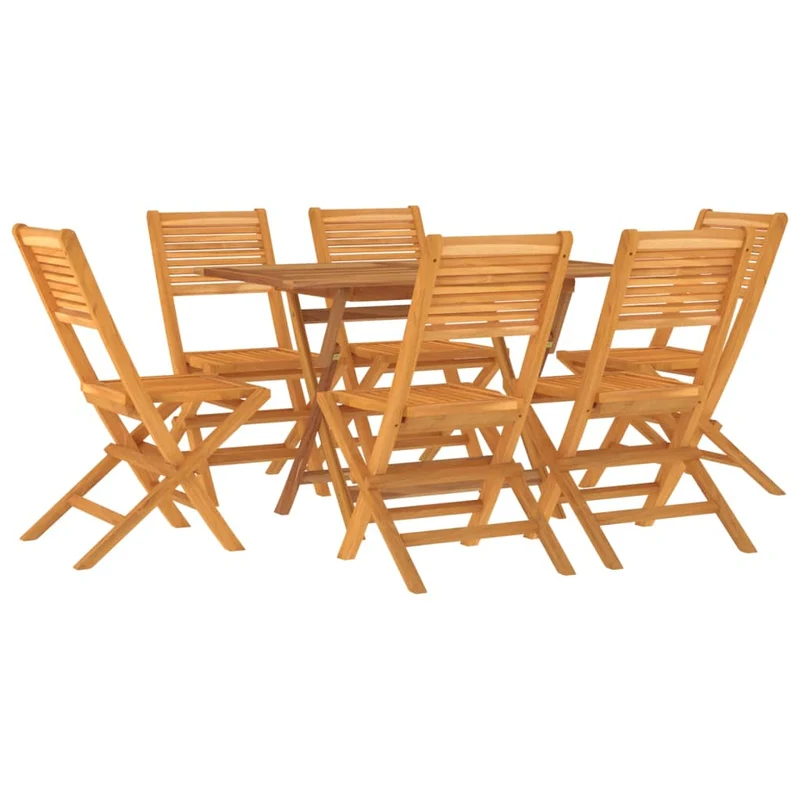 Ensemble à dîner salon de jardin meuble d'extérieur 7 pièces bois de teck solide 02_0014345