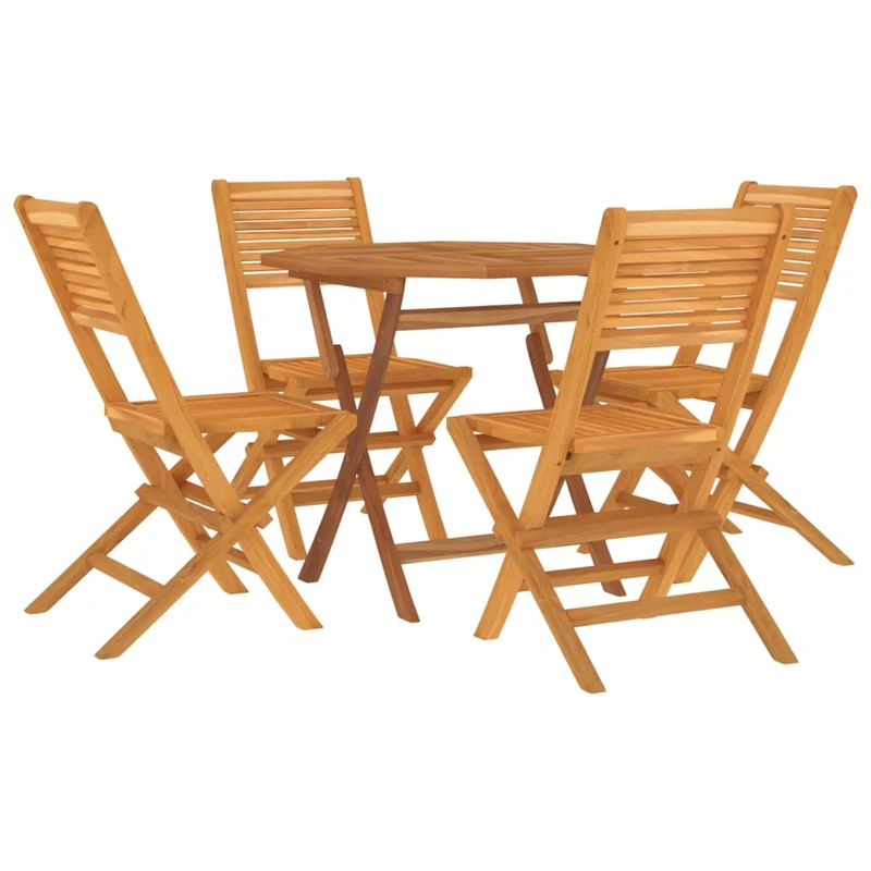 Ensemble à dîner salon de jardin meuble d'extérieur 5 pièces 85 x 85 x 76 cm bois de teck massif 02_0014291