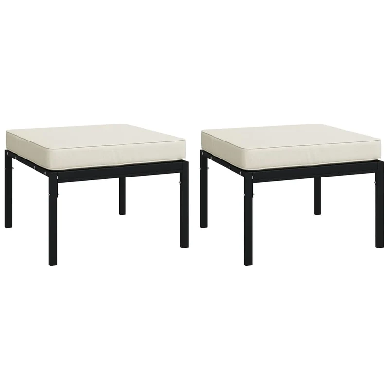 Salon de jardin meuble d'extérieur ensemble de mobilier 6 pièces avec coussins sable acier 02_0016942