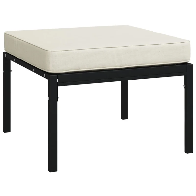 Salon de jardin meuble d'extérieur ensemble de mobilier 6 pièces avec coussins sable acier 02_0016942