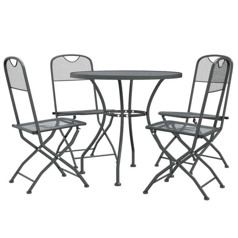 Mobilier à dîner de jardin 5 pièces maille métal anthracite 02_0014774