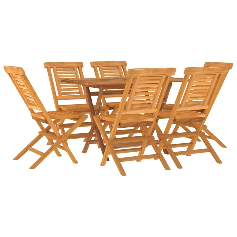 Ensemble à dîner salon de jardin meuble d'extérieur 7 pièces bois de teck solide 02_0014354