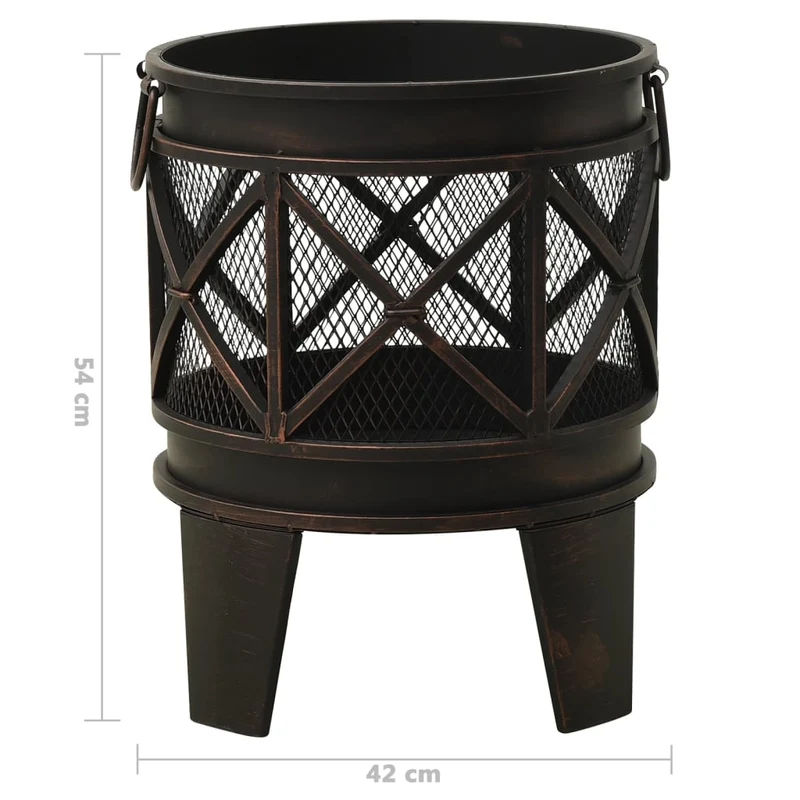Foyer rustique avec tisonnier φ42x54 cm acier 02_0005909