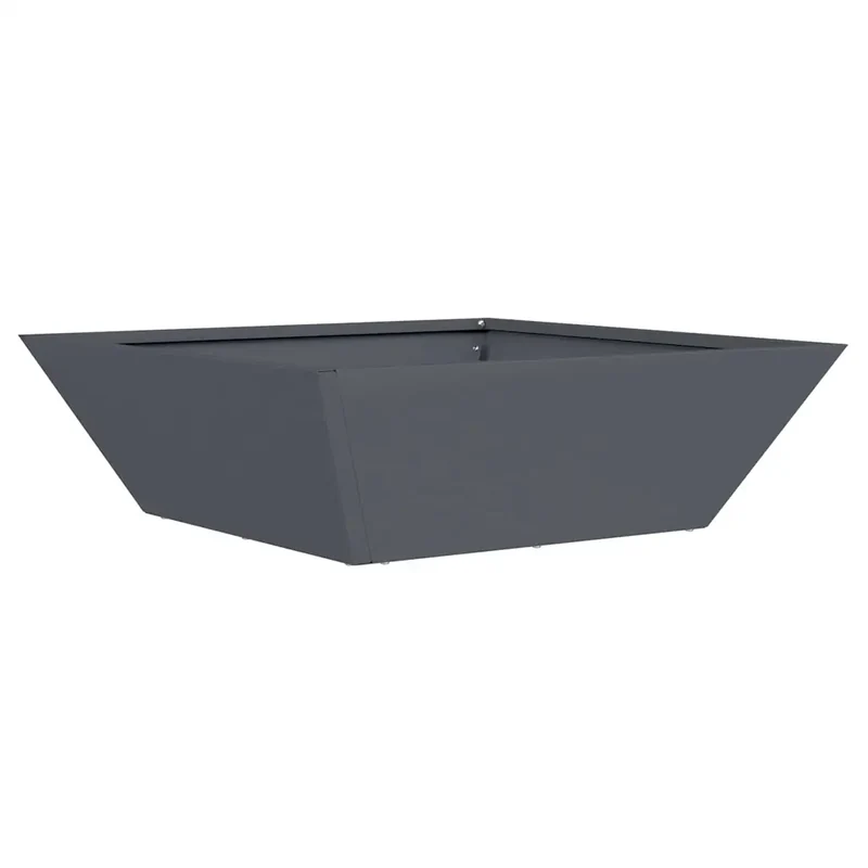Lot de 5 cache-pots trapézoïdaux modernes jardin terrasse 50 x 50 x 15 cm en métal anthracite 02_0052387