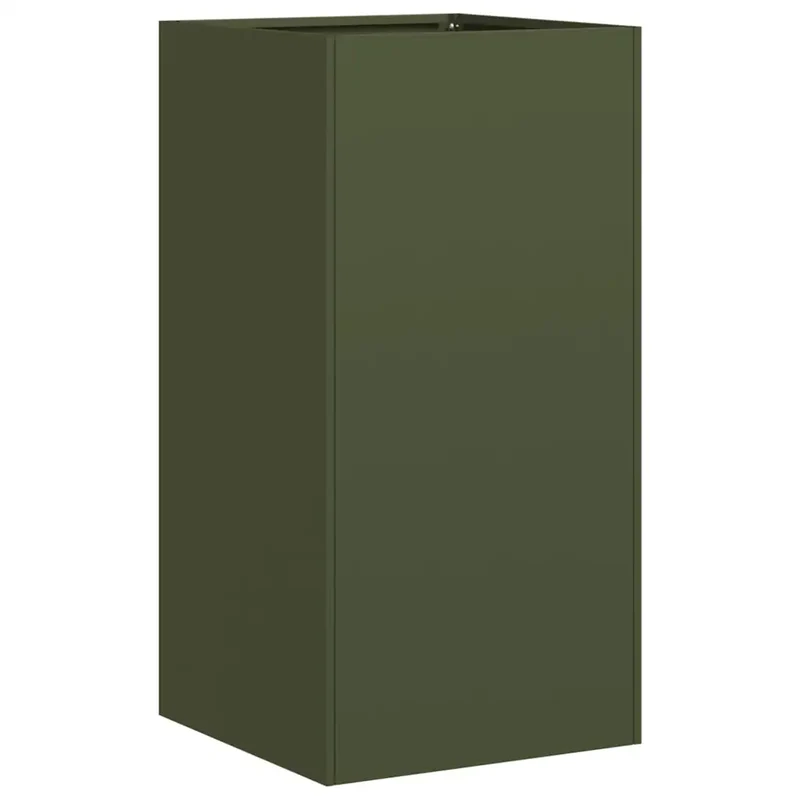 Jardinière moderne à fond ouvert 40 x 40 x 80 cm pour balcon jardin robuste en acier laminé à froid vert olive 02_0051495