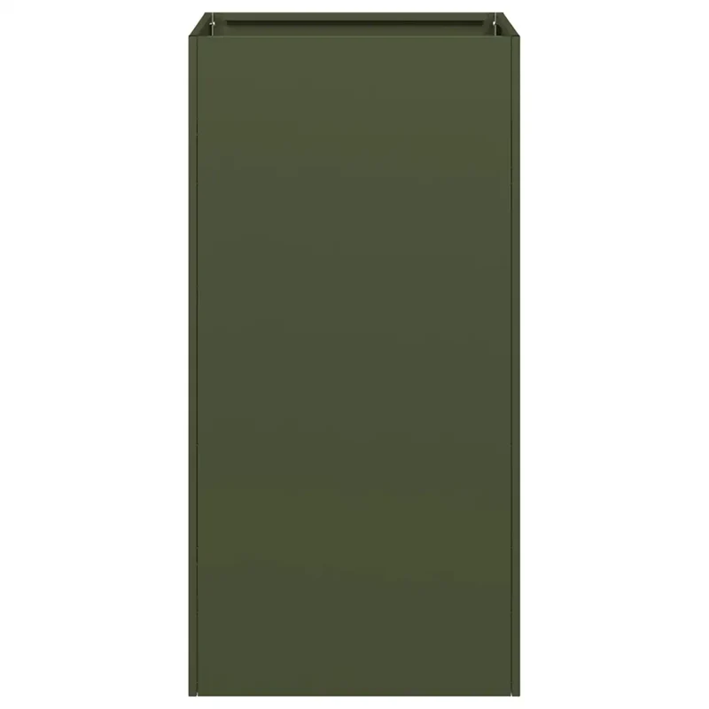 Jardinière moderne à fond ouvert 40 x 40 x 80 cm pour balcon jardin robuste en acier laminé à froid vert olive 02_0051495