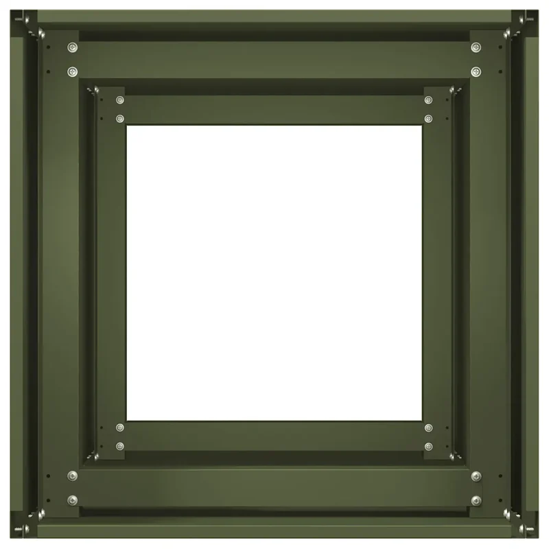 Jardinière moderne à fond ouvert 40 x 40 x 80 cm pour balcon jardin robuste en acier laminé à froid vert olive 02_0051495