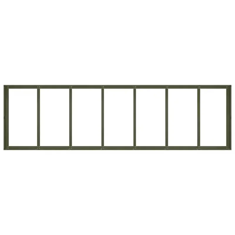Jardinière rectangulaire fond ouvert moderne jardin terrasse 280 x 80 x 40 cm en acier vert olive 02_0051545