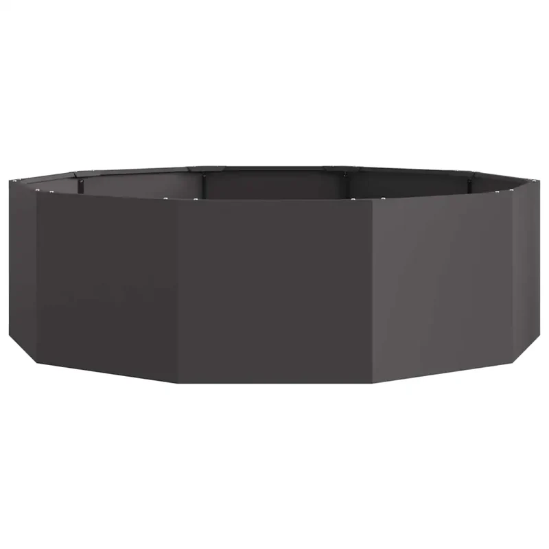 Jardinière ronde moderne extérieur 120 x 120 x 35 cm facile à assembler design chic en acier noir 02_0052964
