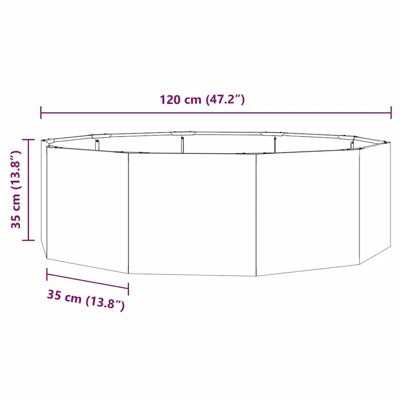 Jardinière ronde moderne extérieur 120 x 120 x 35 cm facile à assembler design chic en acier noir 02_0052964