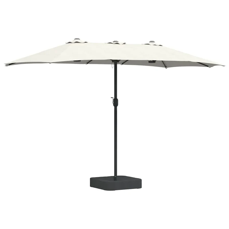 Parasol de jardin pliable moderne 385 x 209 x 244 cm usage extérieur style épuré en polyester sable 02_0058674