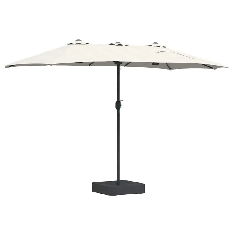 Parasol de jardin pliable moderne 385 x 209 x 244 cm usage extérieur style épuré en polyester sable 02_0058674