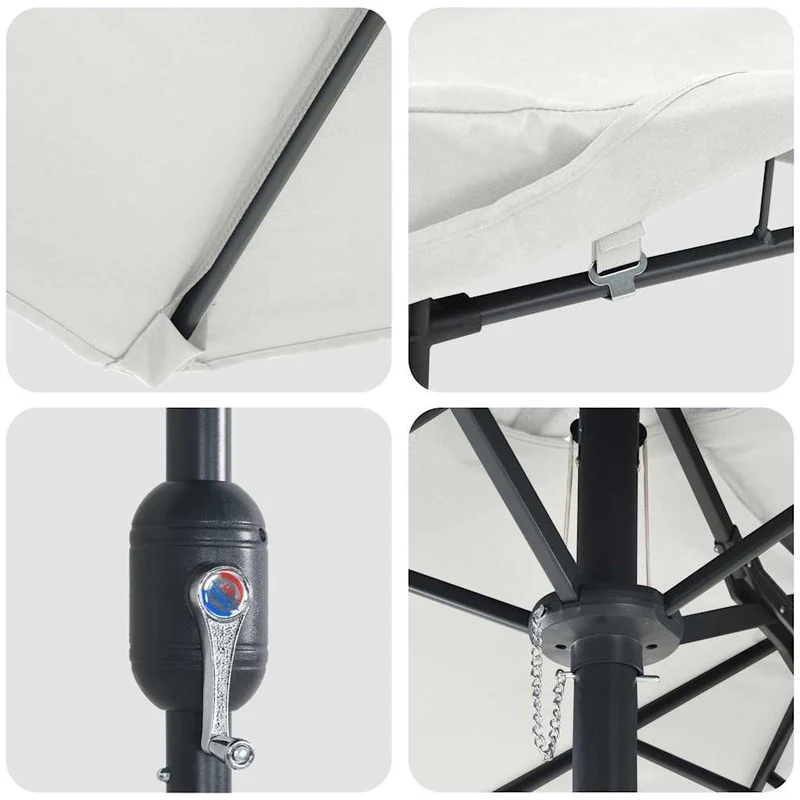 Parasol de jardin pliable moderne 385 x 209 x 244 cm usage extérieur style épuré en polyester sable 02_0058674