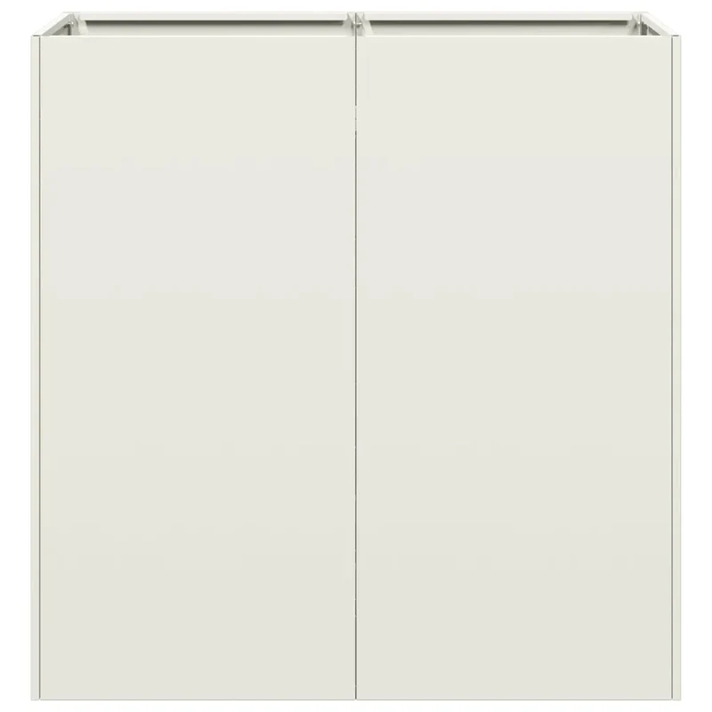 Jardinière extérieure moderne en acier laminé à froid dimension généreuse 80 x 40 x 80 cm avec fond ouvert blanc 02_0051499