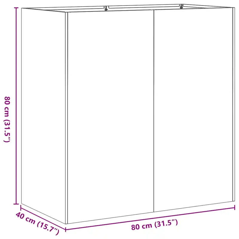 Jardinière extérieure moderne en acier laminé à froid dimension généreuse 80 x 40 x 80 cm avec fond ouvert blanc 02_0051499