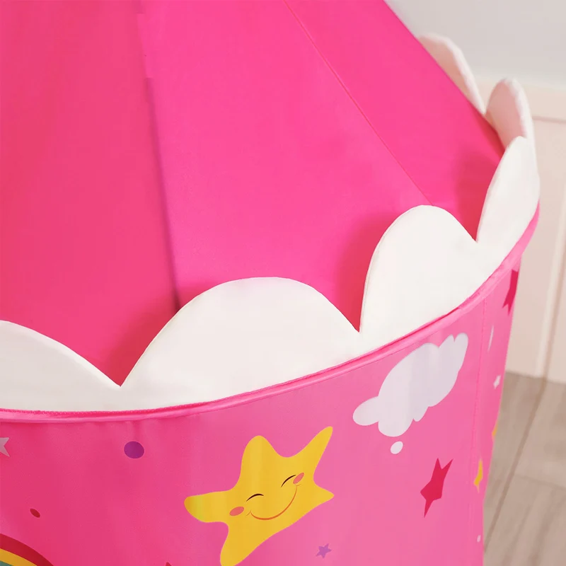 Tente de jeu enfant château pour enfant tipi pop-up portable avec sac de transport intérieur et extérieur idée cadeau rose et jaune 12_0002288