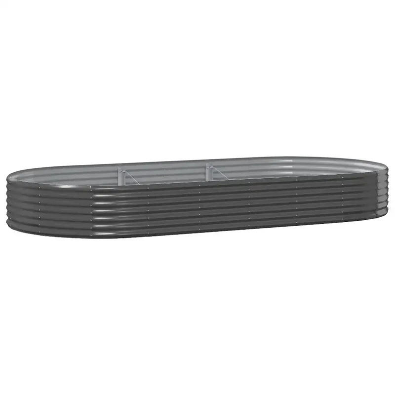 Lot de 2 jardinières surélevées ovales pour jardin terrasse 296 x 140 x 36 cm en acier galvanisé anthracite 02_0046585