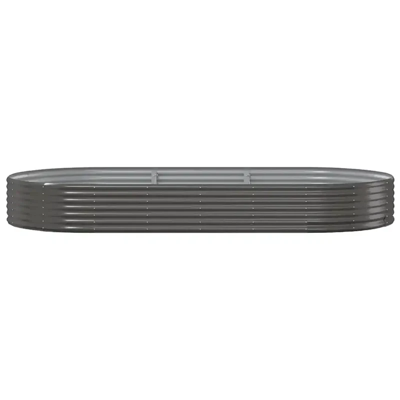 Lot de 2 jardinières surélevées ovales pour jardin terrasse 296 x 140 x 36 cm en acier galvanisé anthracite 02_0046585