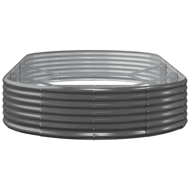Lot de 2 jardinières surélevées ovales pour jardin terrasse 296 x 140 x 36 cm en acier galvanisé anthracite 02_0046585