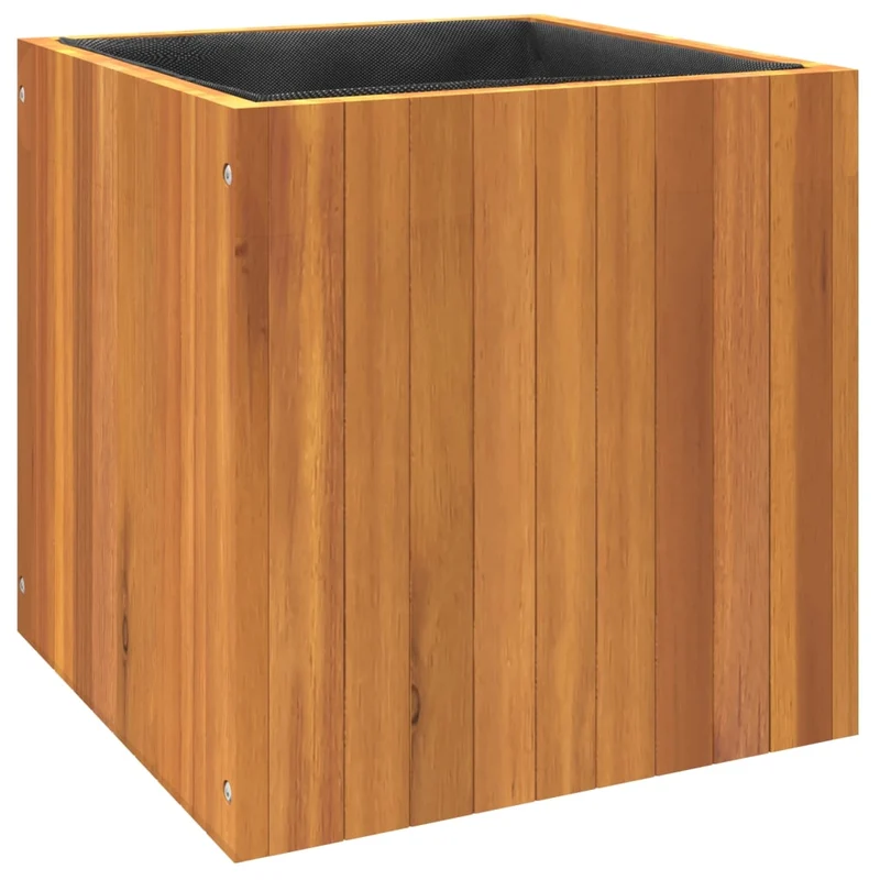 Jardinière bac lit surélevé plantes fleurs terrasse jardin 45 x 45 x 45 cm bois massif d'acacia marron 02_0037606