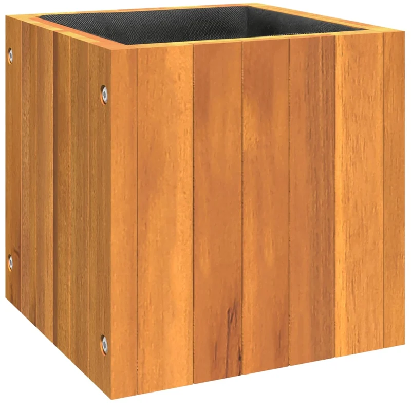 Jardinière bac lit surélevé plantes fleurs terrasse jardin 25 x 25 x 25 cm bois massif d'acacia marron 02_0037480
