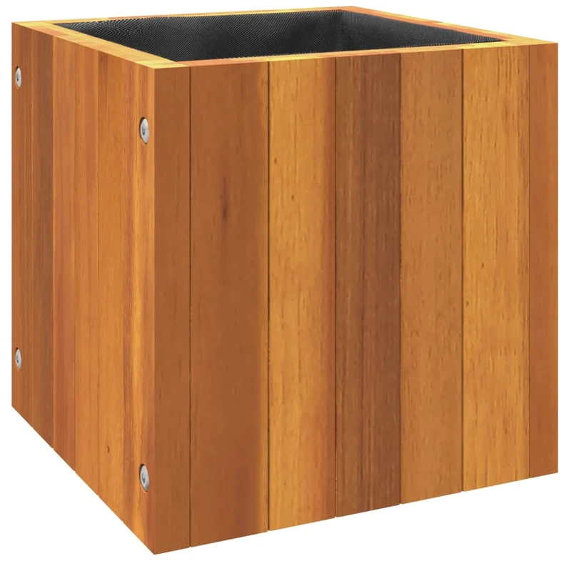 Jardinière bac lit surélevé plantes fleurs terrasse jardin 25 x 25 x 25 cm bois massif d'acacia marron 02_0037480