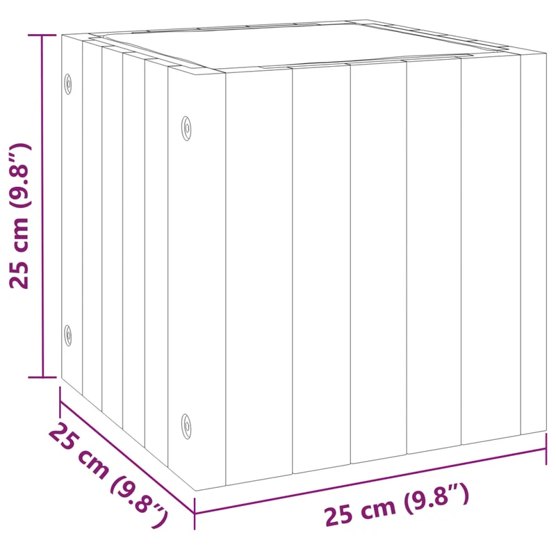 Jardinière bac lit surélevé plantes fleurs terrasse jardin 25 x 25 x 25 cm bois massif d'acacia marron 02_0037480