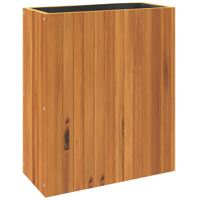 Jardinière bac lit surélevé plantes fleurs terrasse jardin 59 x 27,5 x 70 cm bois massif d'acacia marron 02_0037688