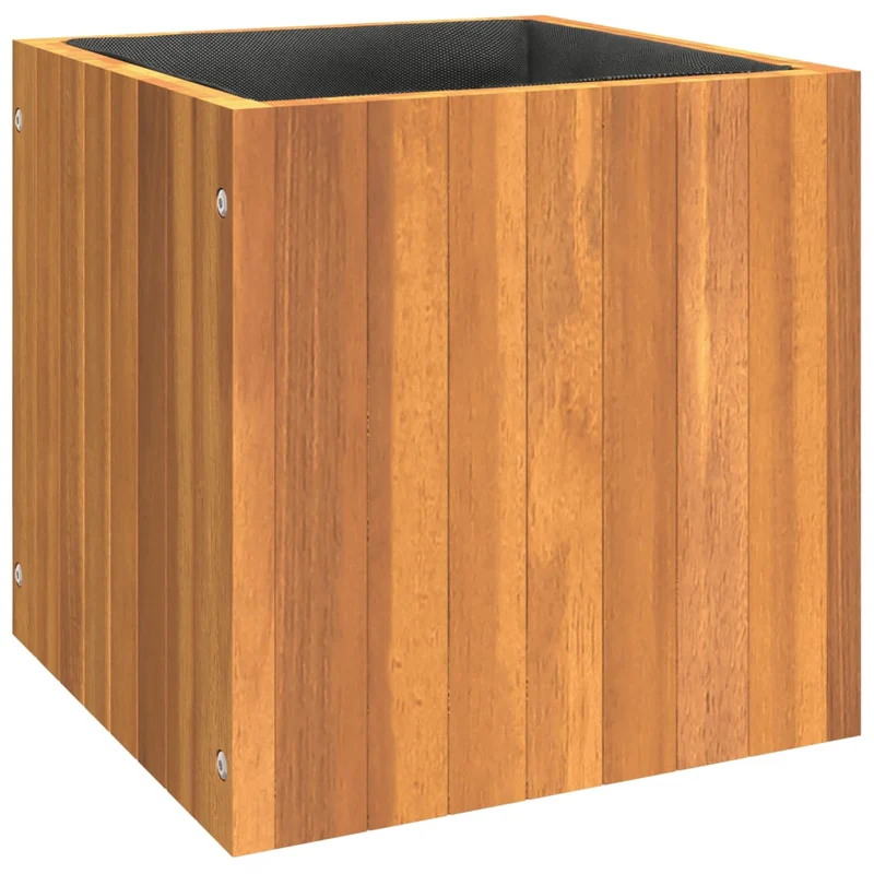 Jardinière bac lit surélevé plantes fleurs terrasse jardin 35 x 35 x 35 cm bois massif d'acacia marron 02_0037509