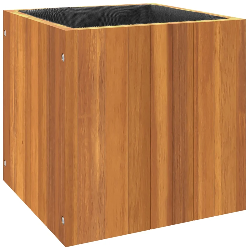 Jardinière bac lit surélevé plantes fleurs terrasse jardin 35 x 35 x 35 cm bois massif d'acacia marron 02_0037509