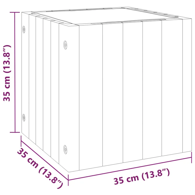 Jardinière bac lit surélevé plantes fleurs terrasse jardin 35 x 35 x 35 cm bois massif d'acacia marron 02_0037509