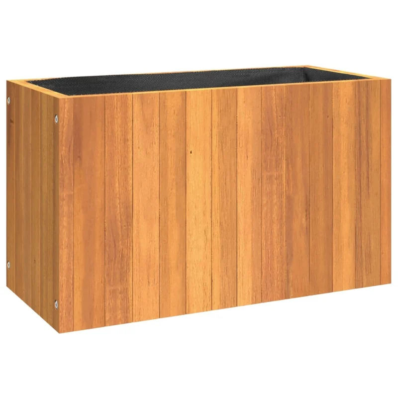 Jardinière bac lit surélevé plantes fleurs terrasse jardin 59 x 27,5 x 35 cm bois massif d'acacia marron 02_0037687