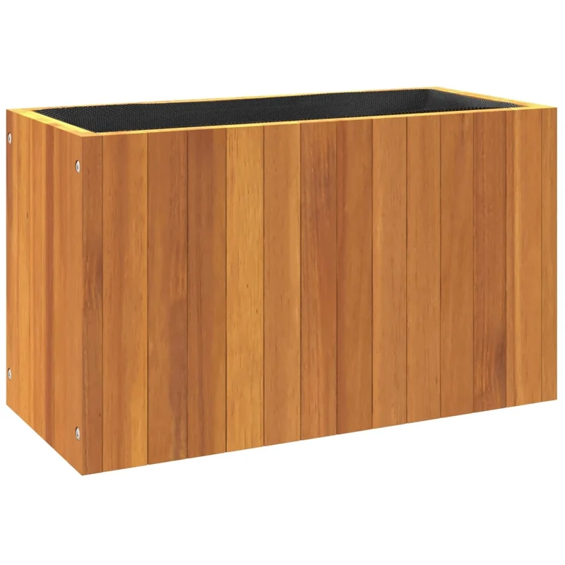 Jardinière bac lit surélevé plantes fleurs terrasse jardin 59 x 27,5 x 35 cm bois massif d'acacia marron 02_0037687