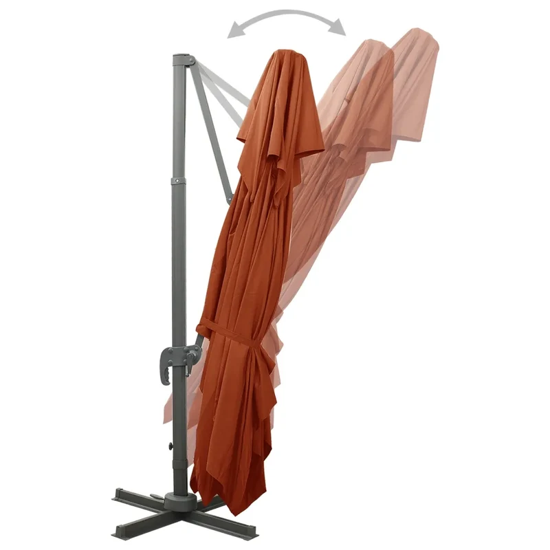 Parasol de jardin déporté avec système de ventilation inclinable 400 x 300 cm en polyester terracotta 02_0046505