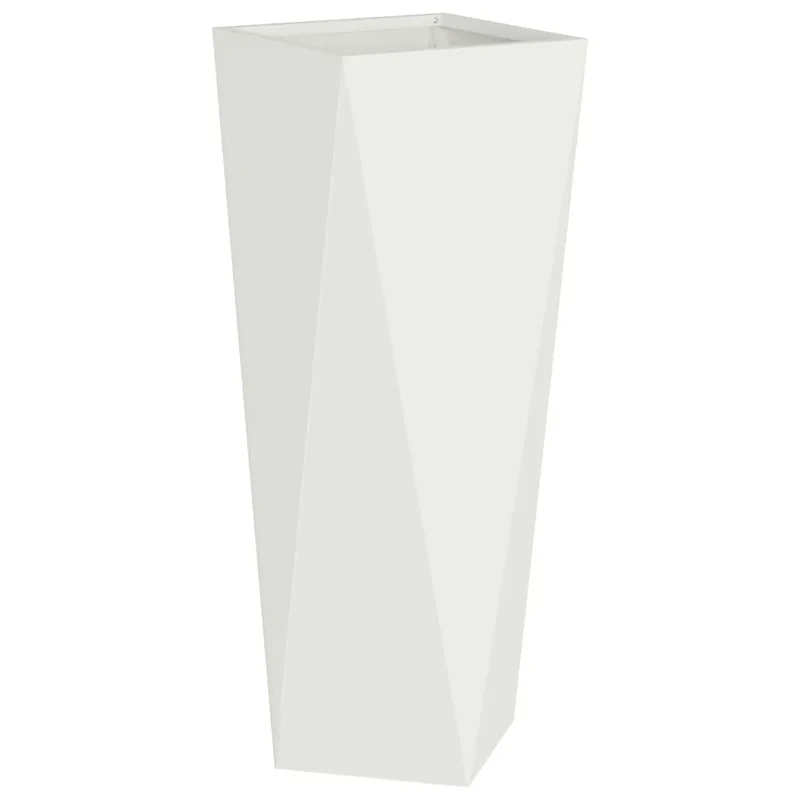 Lot de 2 jardinières modernes pour extérieur 30 x 30 x 75 cm avec design épuré en acier blanc 02_0053009